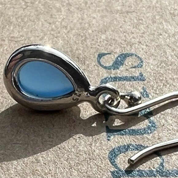 Sundance $98 NEW 1" Blue Chalcedony Sterling Silver Handmade Teardrop Earrings - Picture 6 of 10
